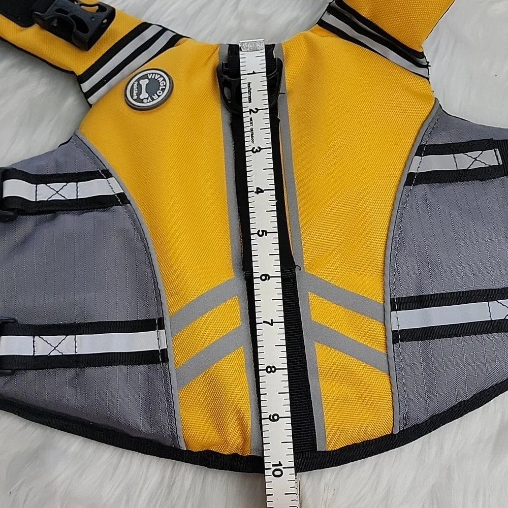 VIVAGLORY Sports Style Yellow Rescue Handle‎ Dog Life Jacket Water Safety Vest S